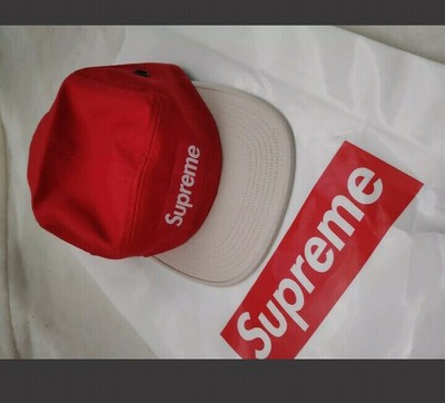 black supreme hat red logo